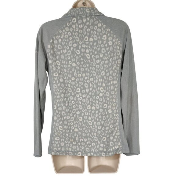 Columbia Fleece 1/4 Zip Jacket Women Size M Grey Leopard Animal Print FLAWS - Picture 3 of 10